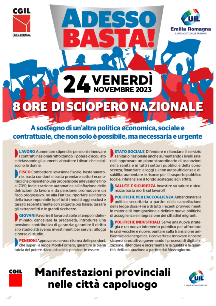 UIL ER: 24 Novembre Sciopero Generale In ER